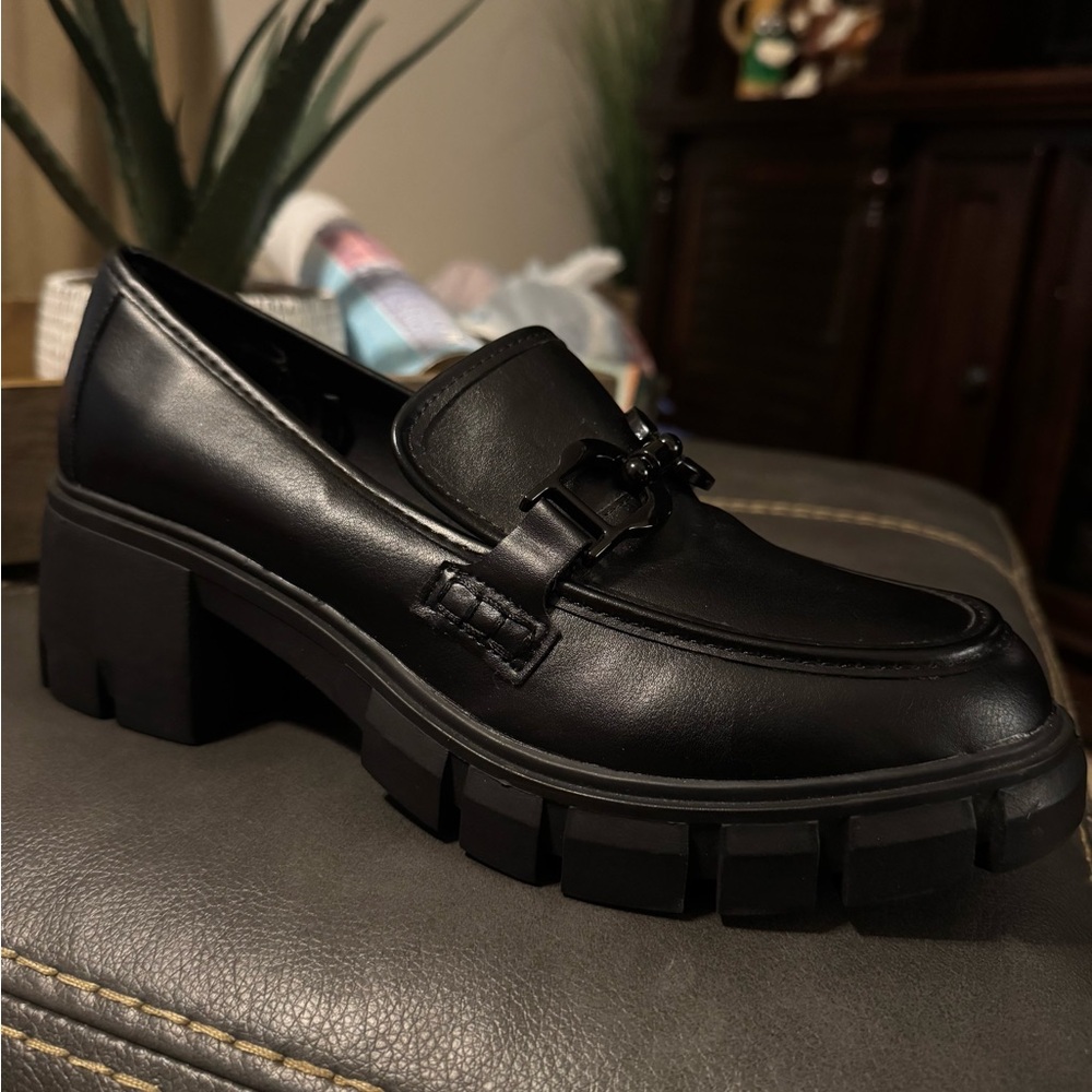 Madden Girl Black Chunky Loafers